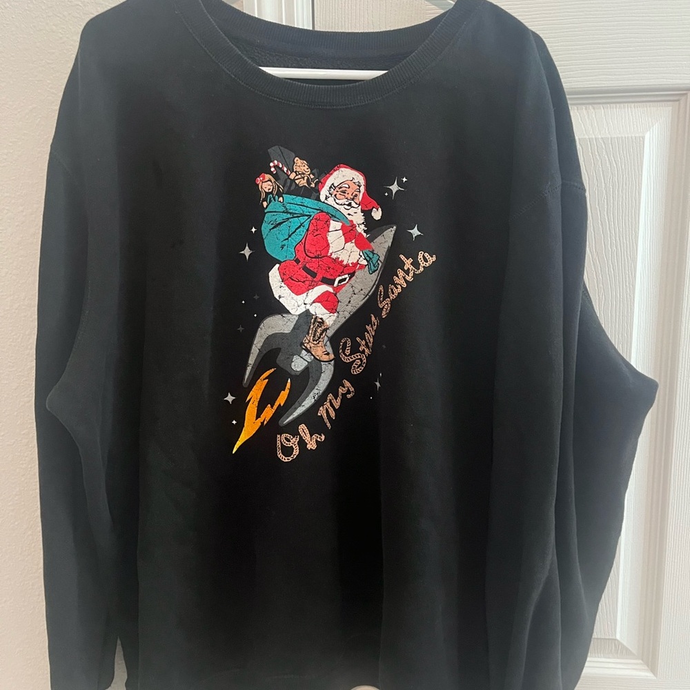 Living Fully Co. Black Sweatshirt Santa 3XL